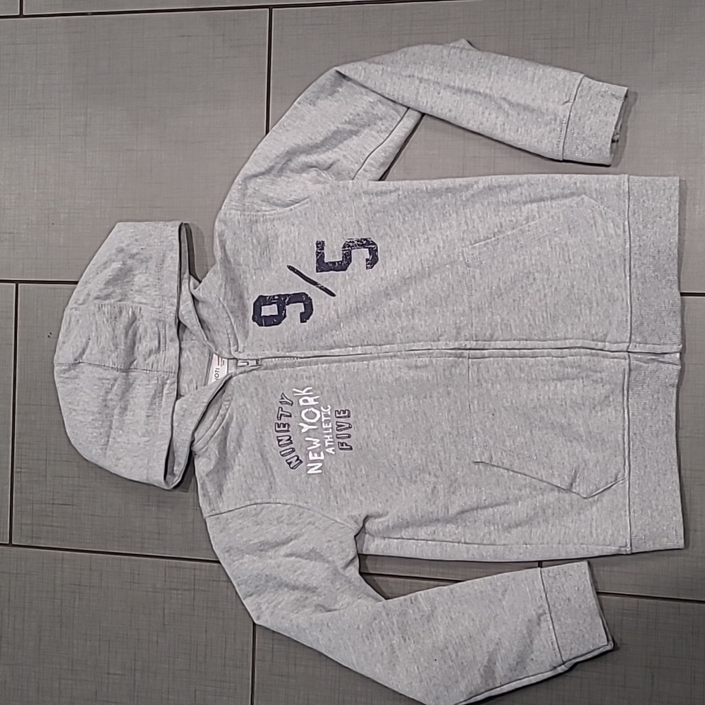 Minoti Gray Zip-Up Hooded Sweatshirt Size 10